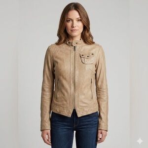 Danier Taupe/Beige Leather Jacket